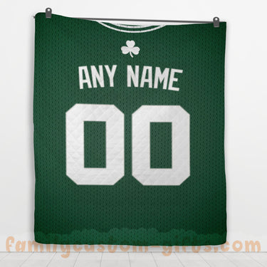 Custom Premium Quilt Blanket Boston Jersey Basketball Personalized Quilt Gifts for Her & Him
